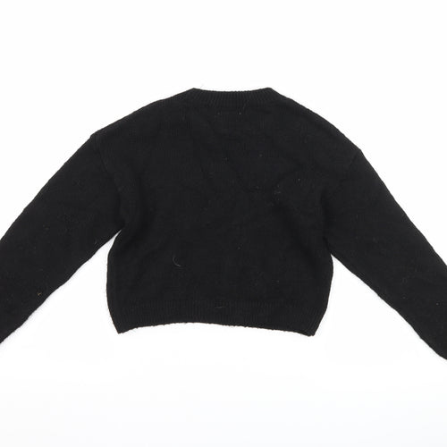 NEXT Girls Black Animal Print  Pullover Jumper Size 8 Years  - love