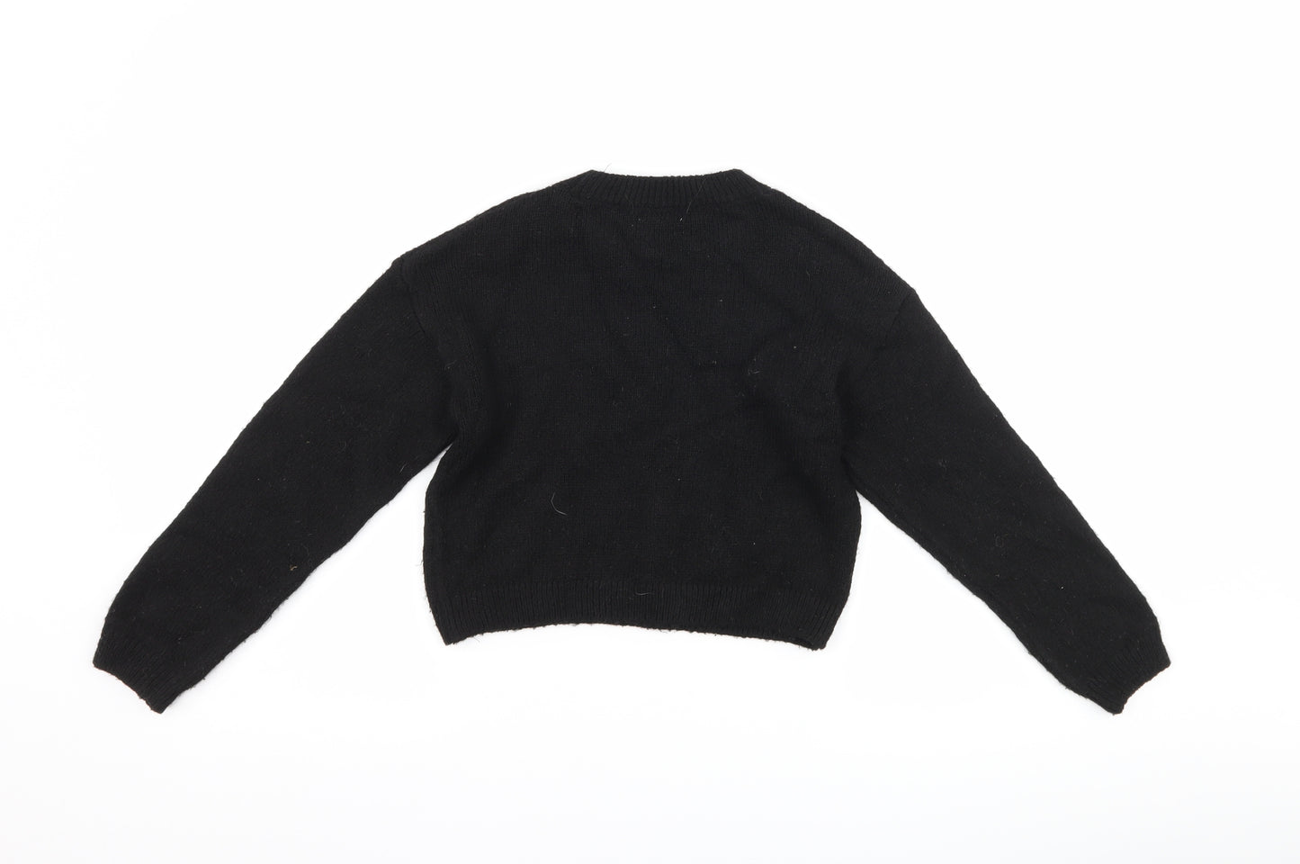 NEXT Girls Black Animal Print  Pullover Jumper Size 8 Years  - love