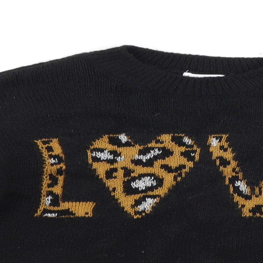 NEXT Girls Black Animal Print  Pullover Jumper Size 8 Years  - love
