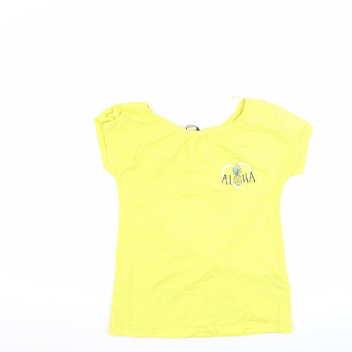 George Girls Yellow   Basic T-Shirt Size 10-11 Years  - Aloha
