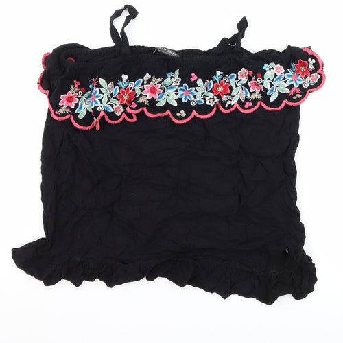 Primark Girls Black Floral  Basic T-Shirt Size 13-14 Years