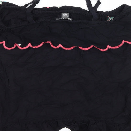 Primark Girls Black Floral  Basic T-Shirt Size 13-14 Years