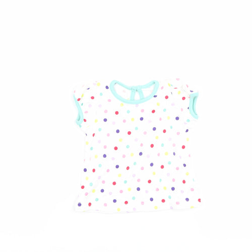 George Girls White Polka Dot  Basic T-Shirt Size 0-3 Months