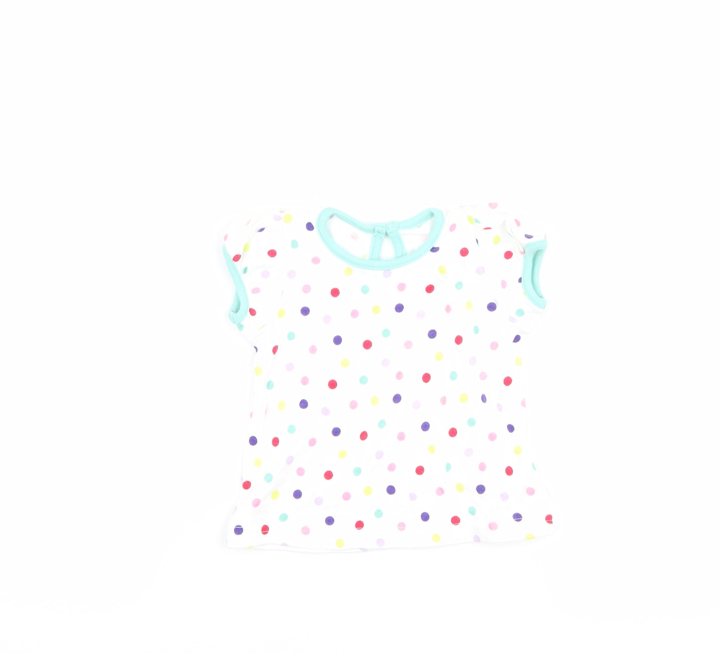 George Girls White Polka Dot  Basic T-Shirt Size 0-3 Months
