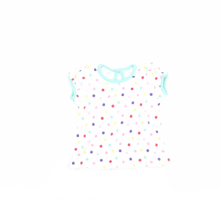 George Girls White Polka Dot  Basic T-Shirt Size 0-3 Months