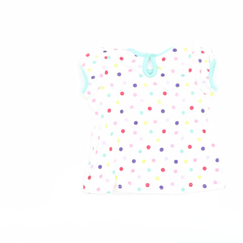 George Girls White Polka Dot  Basic T-Shirt Size 0-3 Months
