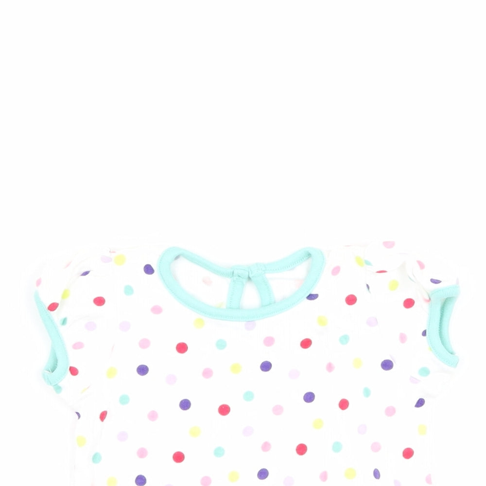 George Girls White Polka Dot  Basic T-Shirt Size 0-3 Months
