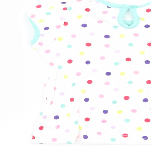 George Girls White Polka Dot  Basic T-Shirt Size 0-3 Months