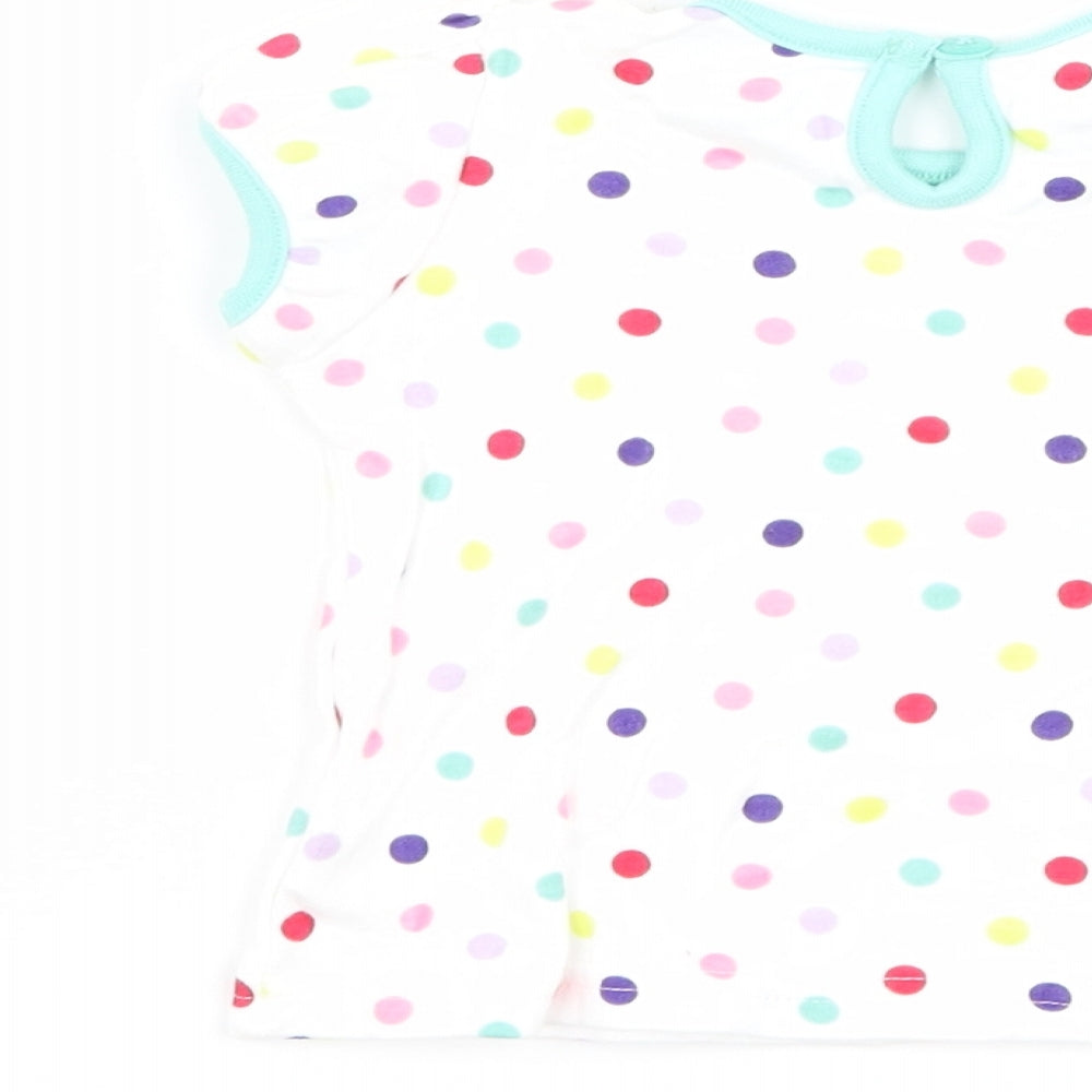 George Girls White Polka Dot  Basic T-Shirt Size 0-3 Months