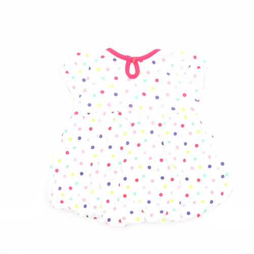 George Girls White Polka Dot  T-Shirt Dress  Size 3-6 Months  - butteflies