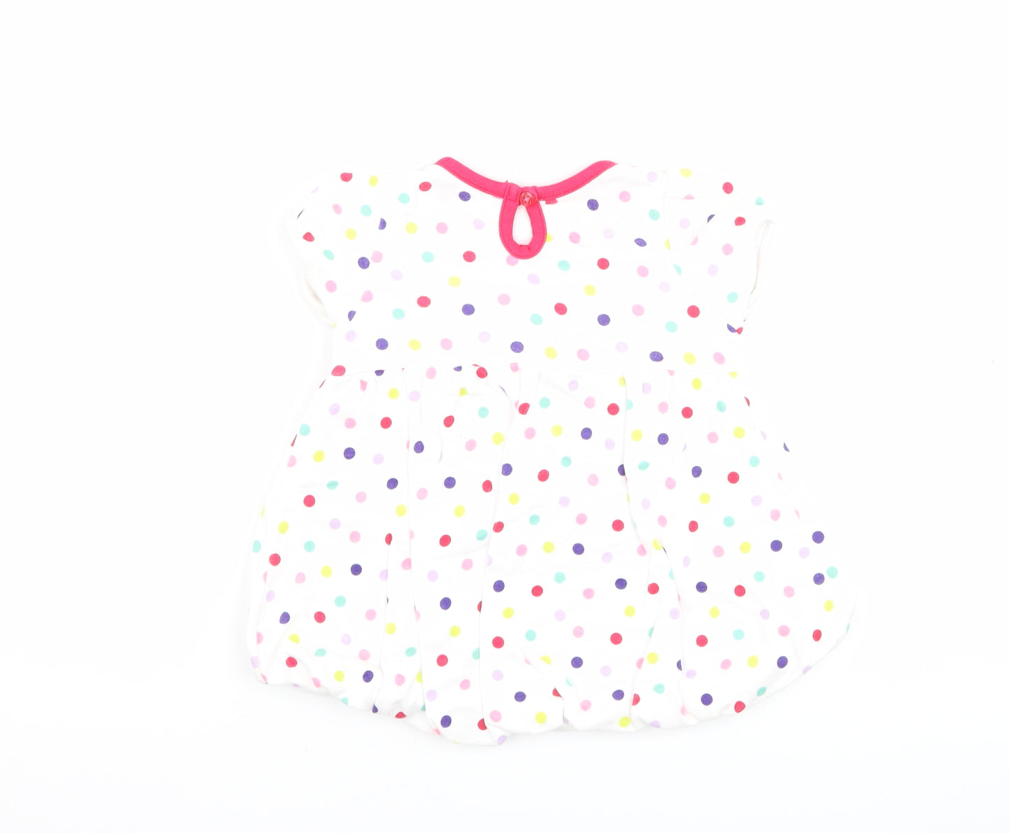 George Girls White Polka Dot  T-Shirt Dress  Size 3-6 Months  - butteflies