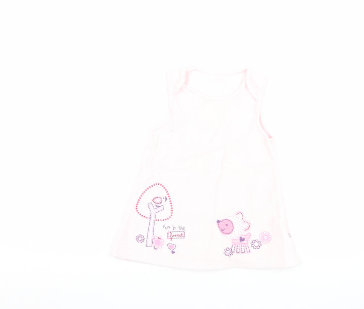 Marks and Spencer Girls Pink  Flannel A-Line  Size 3-6 Months  - graphic