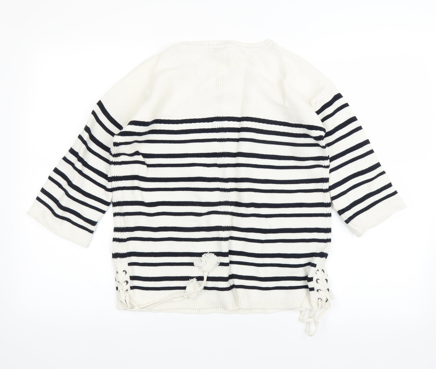 Preworn Womens White Striped  Pullover Jumper Size 10
