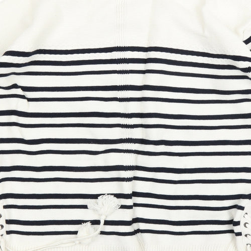 Preworn Womens White Striped  Pullover Jumper Size 10