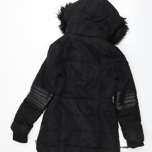 F&F Girls Black   Parka Coat Size 13-14 Years
