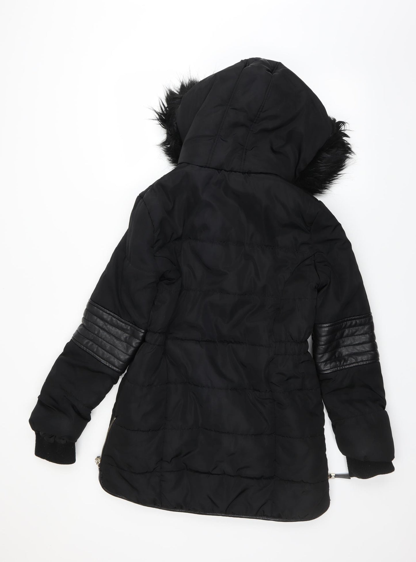 F&F Girls Black   Parka Coat Size 13-14 Years