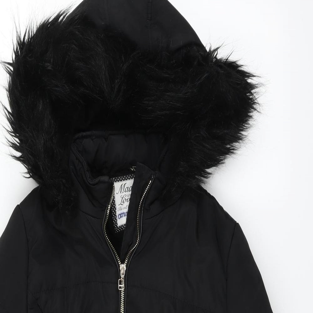 F&F Girls Black   Parka Coat Size 13-14 Years