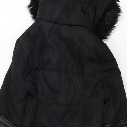 F&F Girls Black   Parka Coat Size 13-14 Years