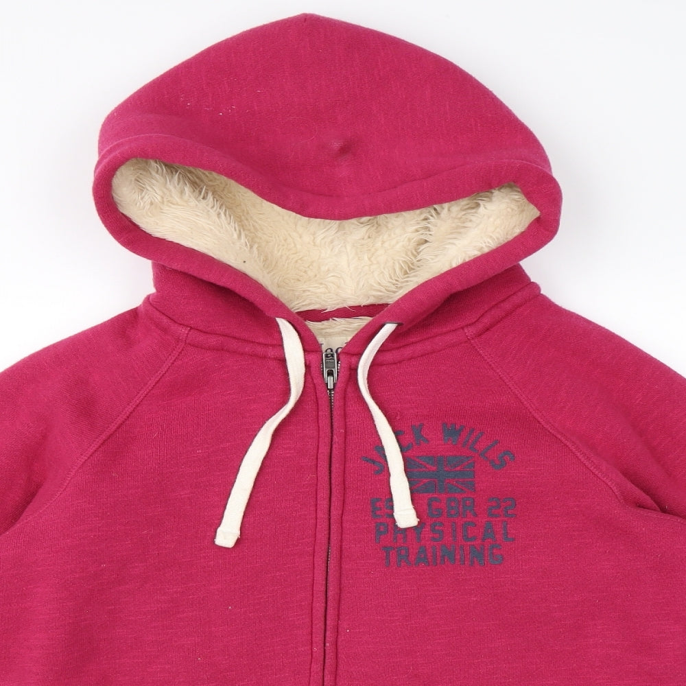 Jack Wills Womens Pink   Full Zip Hoodie Size 14