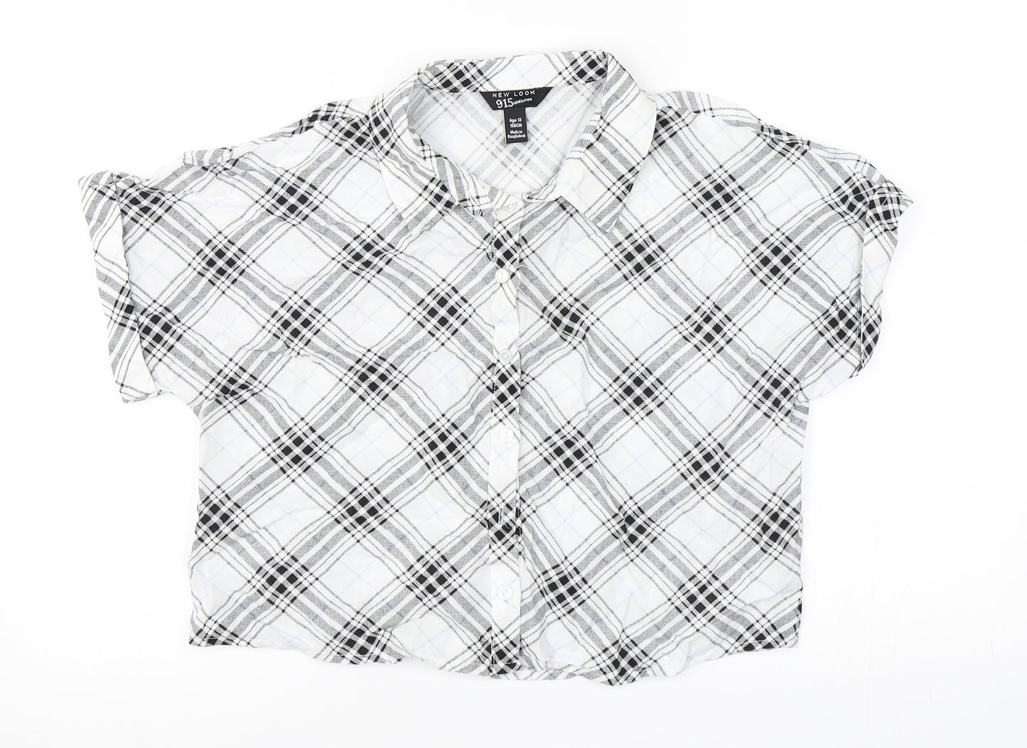 Newlook Girls White Check  Basic Button-Up Size 13 Years