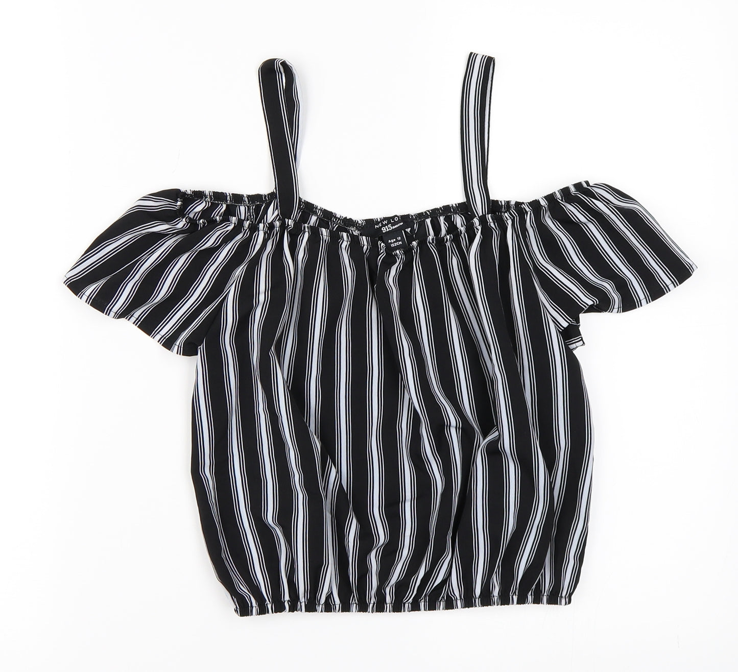 Newlook Girls Black Striped  Basic T-Shirt Size 12 Years