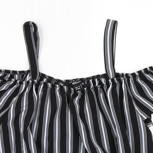 Newlook Girls Black Striped  Basic T-Shirt Size 12 Years