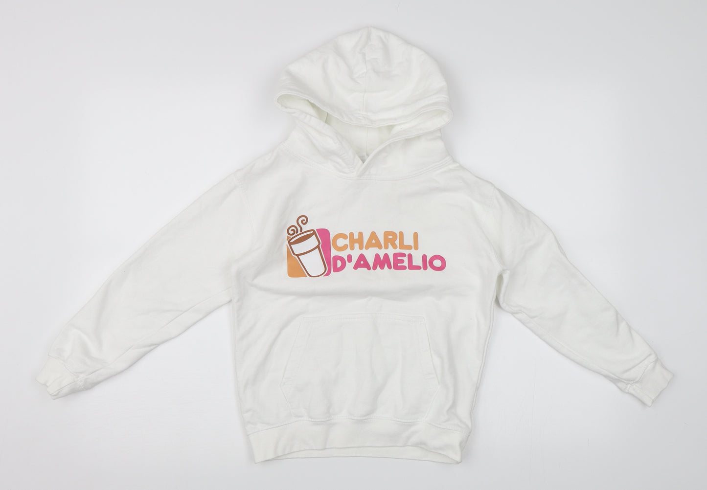 Just Hoods Girls White   Pullover Hoodie Size 7-8 Years  - Charli D'Amilio