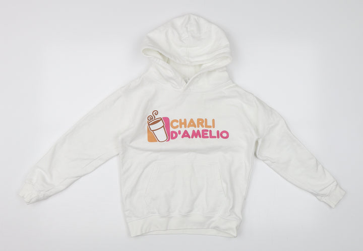 Just Hoods Girls White   Pullover Hoodie Size 7-8 Years  - Charli D'Amilio