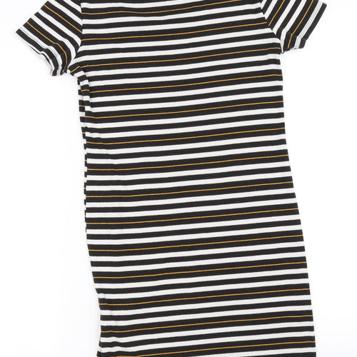 Zara Trafaluc Womens White Striped  T-Shirt Dress
