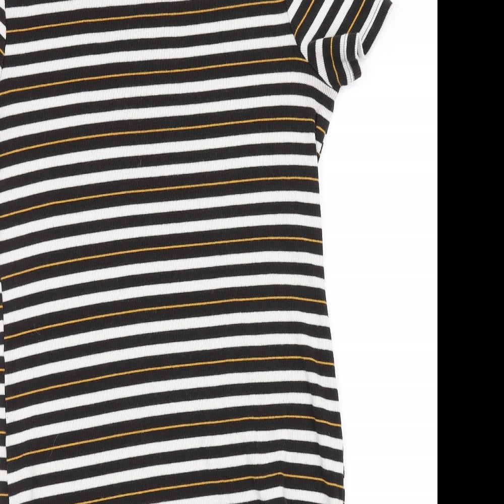 Zara Trafaluc Womens White Striped  T-Shirt Dress