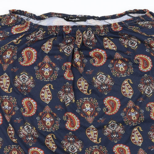 Simply Be Womens Blue Floral  Basic Blouse Size 12