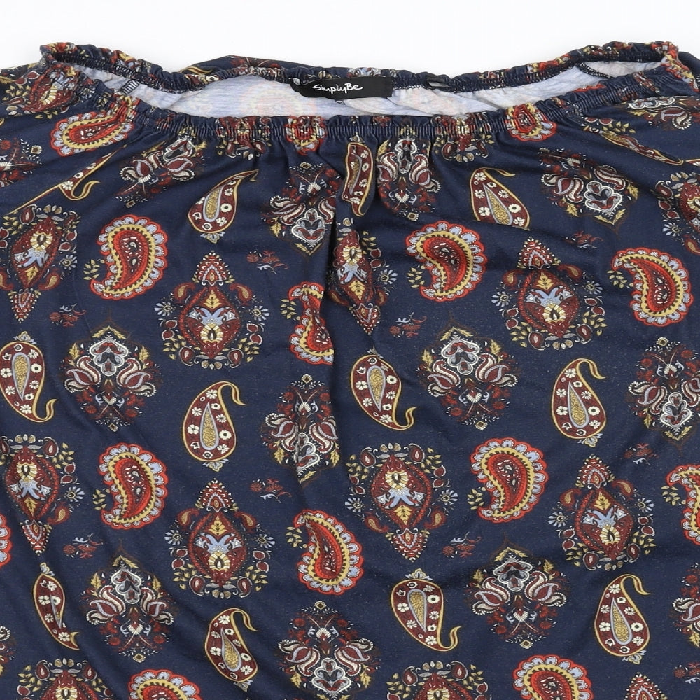 Simply Be Womens Blue Floral  Basic Blouse Size 12