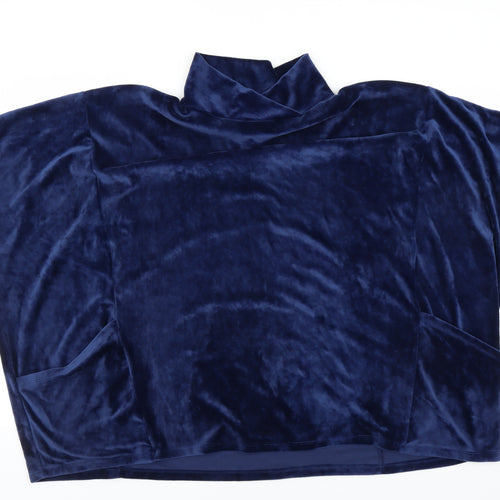 Time To Dream Womens Blue Solid Fleece Top Pyjama Top Size M  - lounge wear