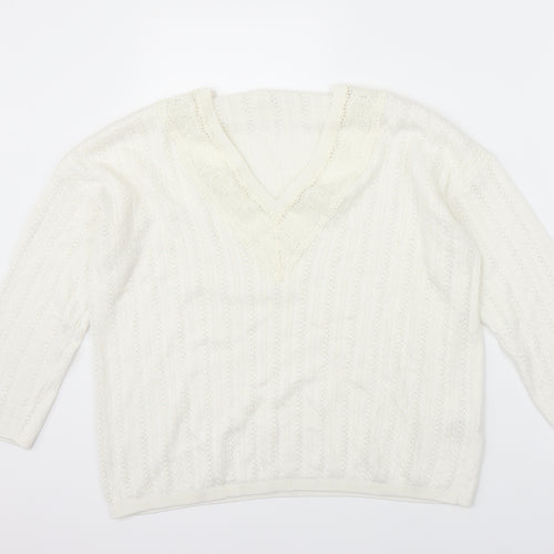 Sainsburys Womens White   Pullover Jumper Size 12  - lace detail
