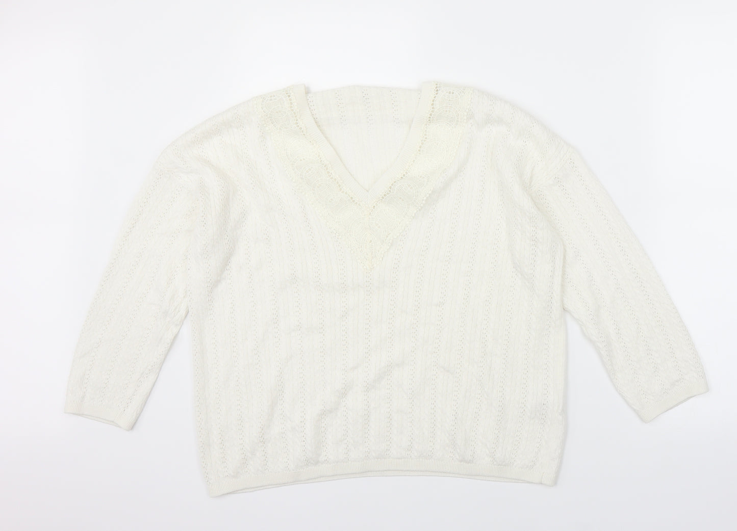 Sainsburys Womens White   Pullover Jumper Size 12  - lace detail