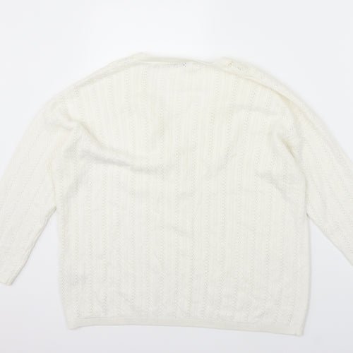 Sainsburys Womens White   Pullover Jumper Size 12  - lace detail