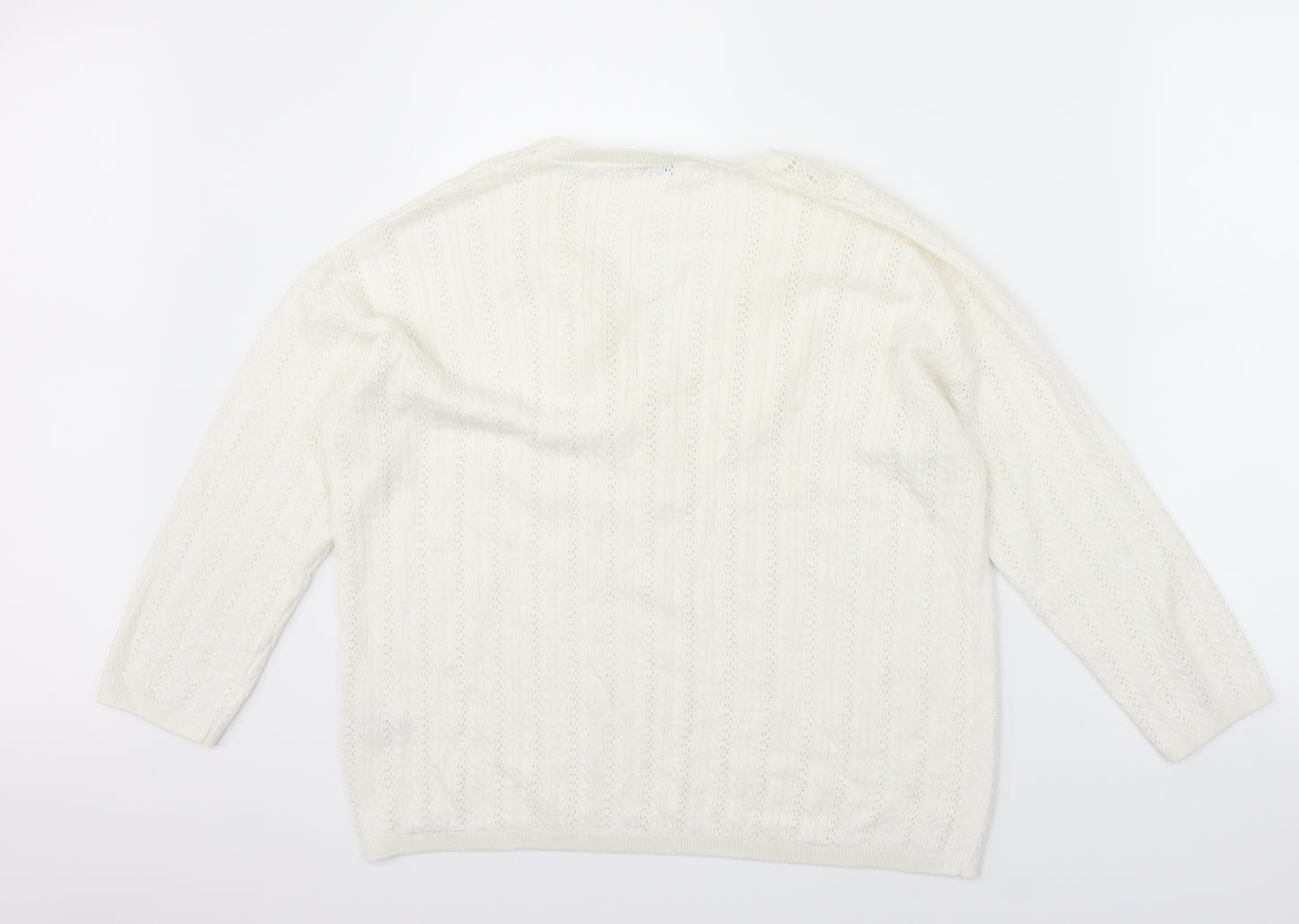 Sainsburys Womens White   Pullover Jumper Size 12  - lace detail