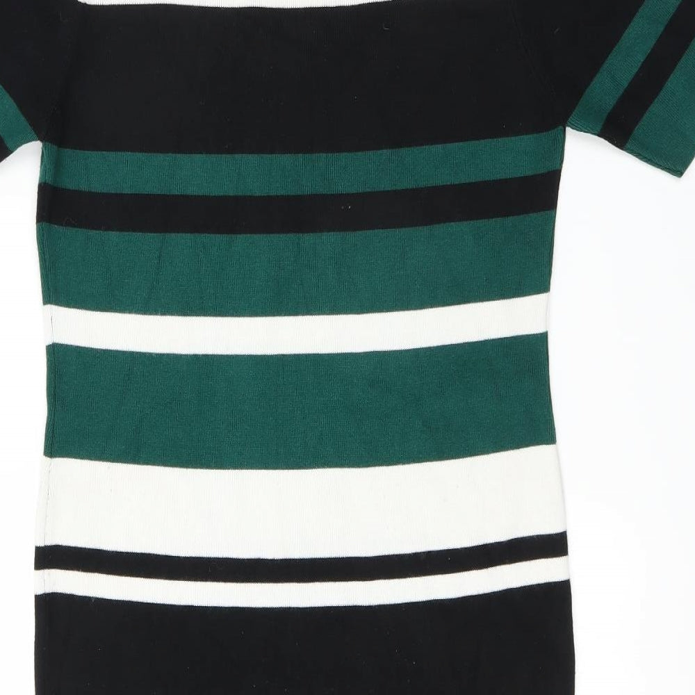 New Look Womens Green Striped  Jumper Dress  Size 14