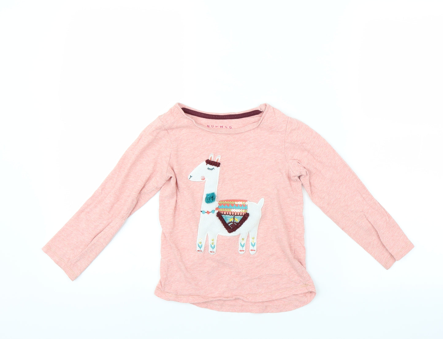 Nutmeg Girls Pink   Basic T-Shirt Size 5-6 Years  - llama