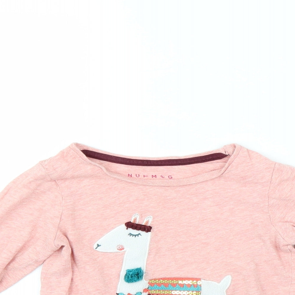 Nutmeg Girls Pink   Basic T-Shirt Size 5-6 Years  - llama