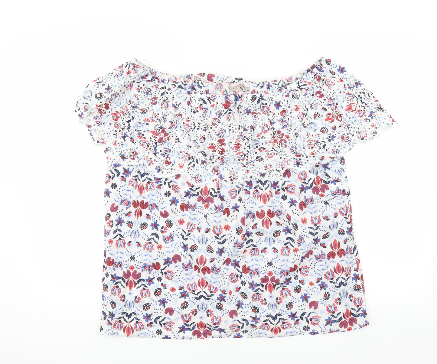 Sainsburys Womens White Floral  Basic Blouse Size 18