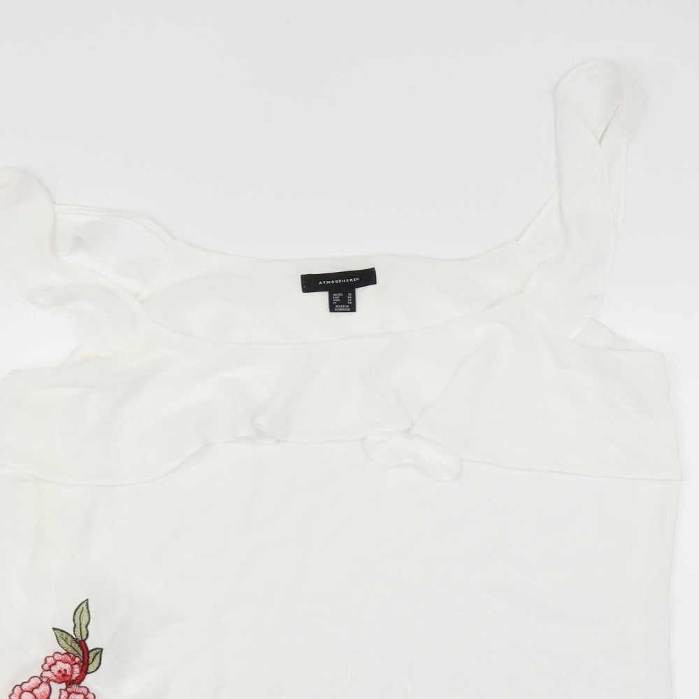 Primark Womens White   Basic Blouse Size 18  - Floral embroidery