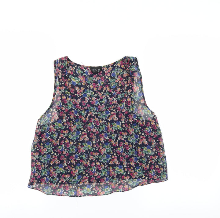 Topshop Womens Black Floral Basic Blouse Size 8