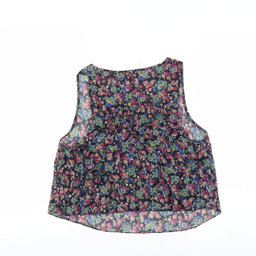Topshop Womens Black Floral  Basic Blouse Size 8