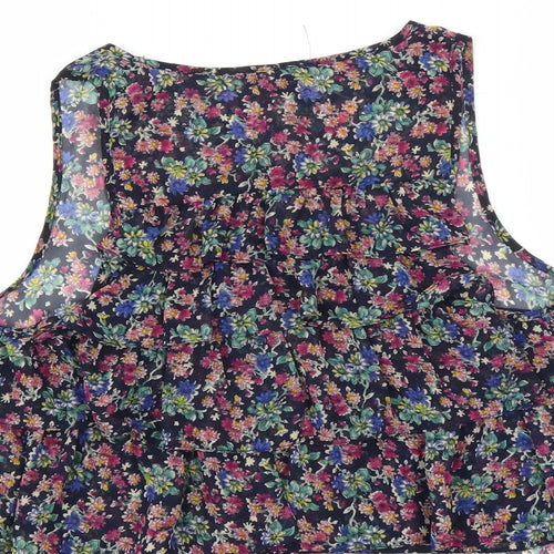 Topshop Womens Black Floral  Basic Blouse Size 8