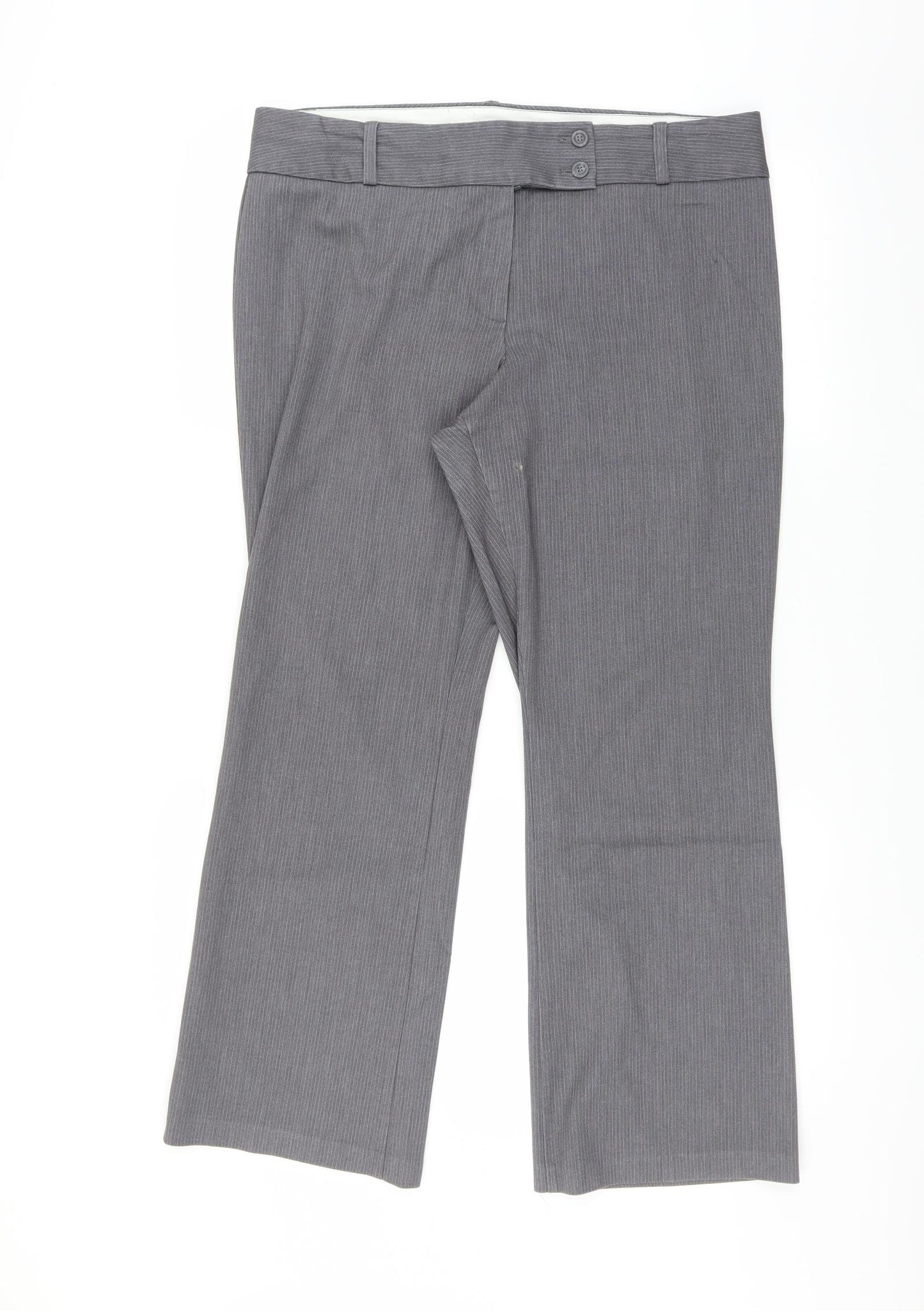 Marks and Spencer Womens Grey Striped  Trousers  Size 14 L27 in - Bootcut
