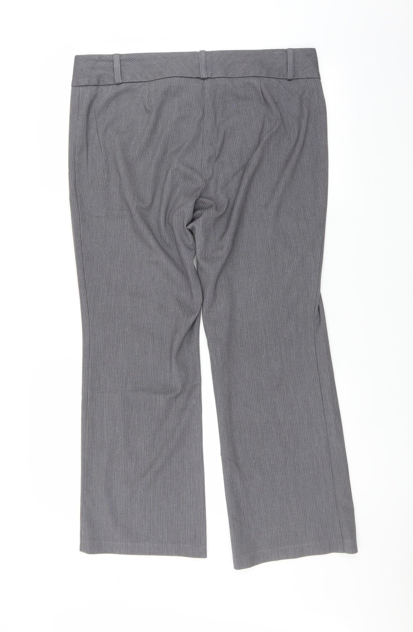 Marks and Spencer Womens Grey Striped  Trousers  Size 14 L27 in - Bootcut
