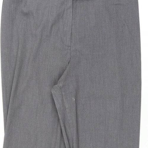 Marks and Spencer Womens Grey Striped  Trousers  Size 14 L27 in - Bootcut