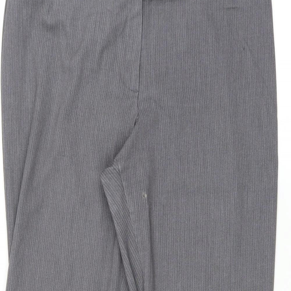 Marks and Spencer Womens Grey Striped  Trousers  Size 14 L27 in - Bootcut
