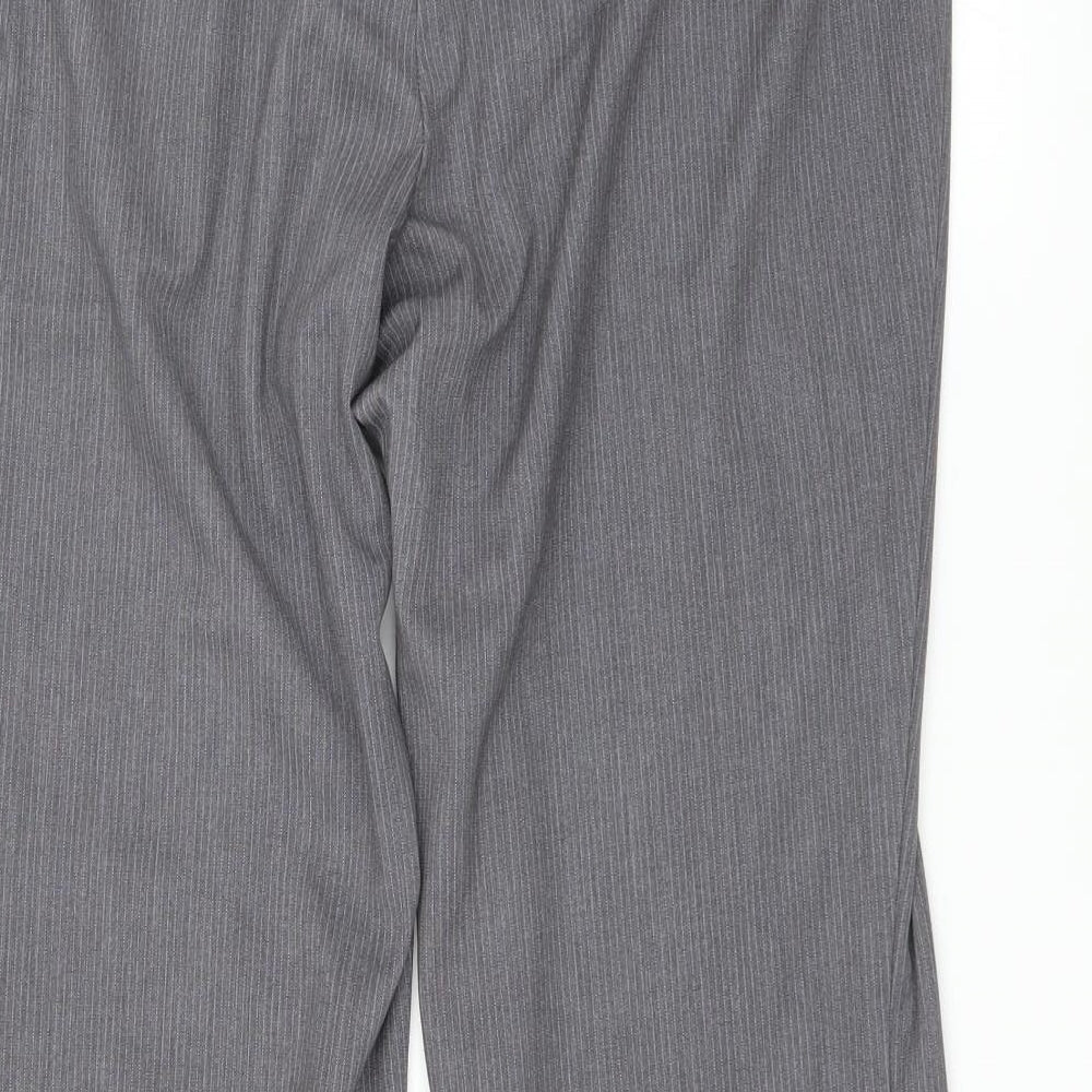 Marks and Spencer Womens Grey Striped  Trousers  Size 14 L27 in - Bootcut